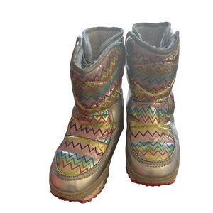 Agatha Ruiz De La Prada Colorful Zigzag Kids Snow Boots